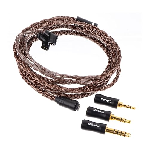 Linsoul Tripowin Amber 32AWG OFC HiFi IEM Cable with Interchangeable 2.5mm/3.5mm/4.4mm Plug, PVC Sleeve Replacement Cable for Audiophile (Recessed 2pin)