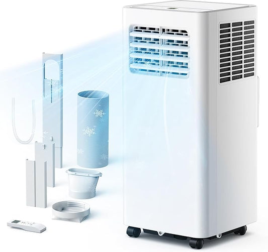 EUHOMY 8000 Btu Portable Air Conditioners, 3 in 1 Portable AC with Cool, Dry, Fan Modes, Quiet Air Conditioners with 24H Timer & Sleep Modes, with Remote, for Bedroom, Apartments up to 350 Sq.Ft