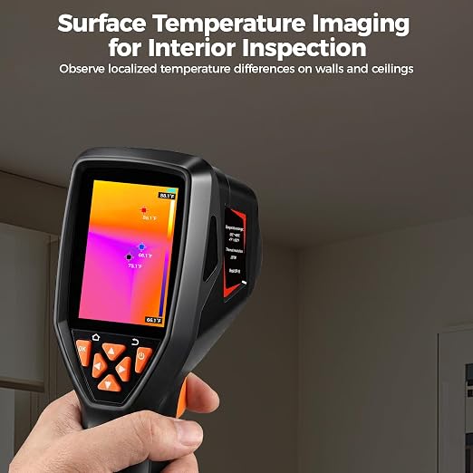 Handheld Thermal Imaging Camera 320×240 Super Resolution, 25HZ Refresh Rate, High/Low Temp Alarm, 8H Battery Life for Water Leak Detection, Hidden Moisture and Home Inspection