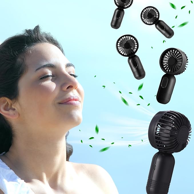 Rossesay 72 Pcs Mini Portable Fan Bulk Cute Handheld Lightweight Small Little Personal Hand Eyelash Fan 3 Speeds USB Rechargeable for Women Men Indoor Outdoor Makeup Travel (Black)