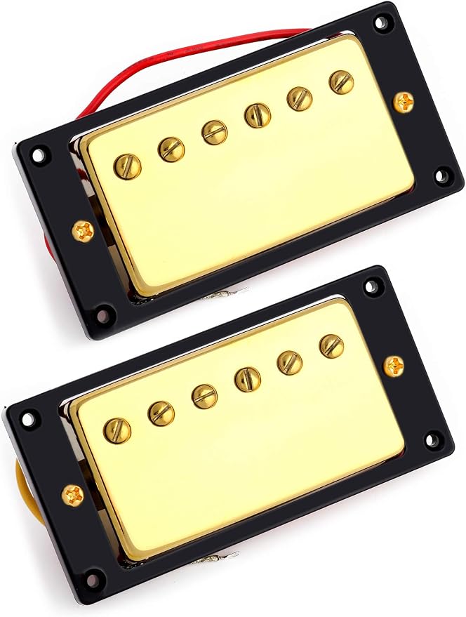 Humbucker Double Coil Pickups Neck and Bridge Pickup Compatible with LP Style Electric Guitar Parts Replacement Gold.