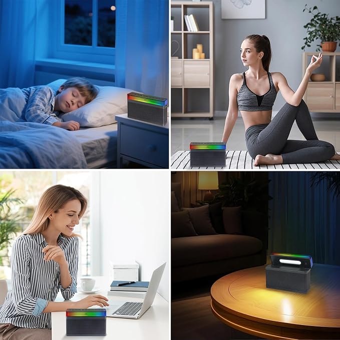 LUXSWAY Bluetooth White Noise Machine with 70 Sounds,LED Bedside Lamp,USB Rechargeable,Adjustable Brightness,Timer & Bluetooth Speaker Machine for Sleep, Relaxation and Reading