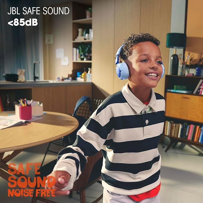 JBL Junior 320BT - Wireless on-Ear Kids Headphones with JBL Safe Sound (<85dB), Fit for Kids, Parental Control with Customizable Volume & Playtime and 50Hr Battery Life (Blue)
