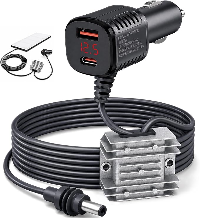 9.8FT Starlink Mini Car Adapter, 12V/24V to 30V 3.5A DC Step Up Converter with Digital Display, DC Power Cable with Cigarette Lighter Adapter, Constant Voltage Power Supply for RV Truck