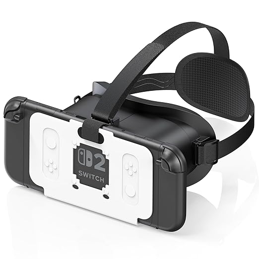 VR Headset Compatible with Nintendo Switch 2 (2025), Switch 2 Virtual Reality VR Glasses with Adjustable HD Lenses and Comfortable Head Strap, Labo VR Kit for Switch 2 Accessories, Black&White