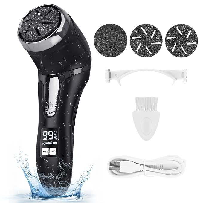 Callus Remover for Feet, Nicebirdie Electric Foot File Callus Removers Rechargeable Waterproof Pedicure Tools Foot Scrubber Shaver Feet Care Tool for Cracked Heels Dead Skin （Blue+Black）