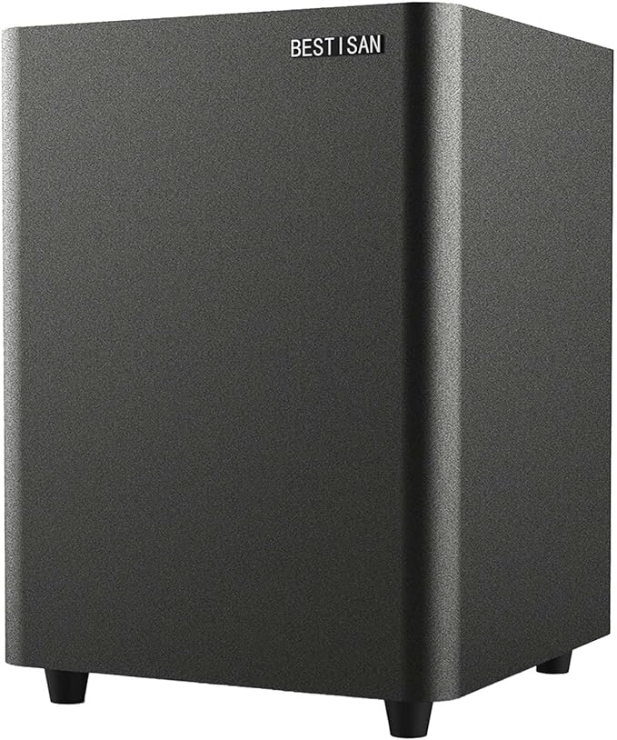 BESTISAN Powered Subwoofer, Deep Bass Sub, Down Firing Subs, Easy Setup with Home Theater System, Receiver, Speakers, Coaxial Cable Included, RCA, LFE, AUX Input, High-Level Speaker Input & Output