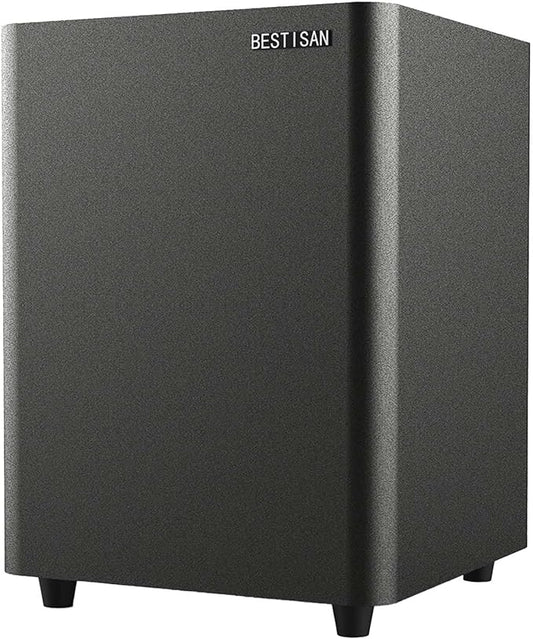 BESTISAN Powered Subwoofer, Deep Bass Sub, Down Firing Subs, Easy Setup with Home Theater System, Receiver, Speakers, Coaxial Cable Included, RCA, LFE, AUX Input, High-Level Speaker Input & Output