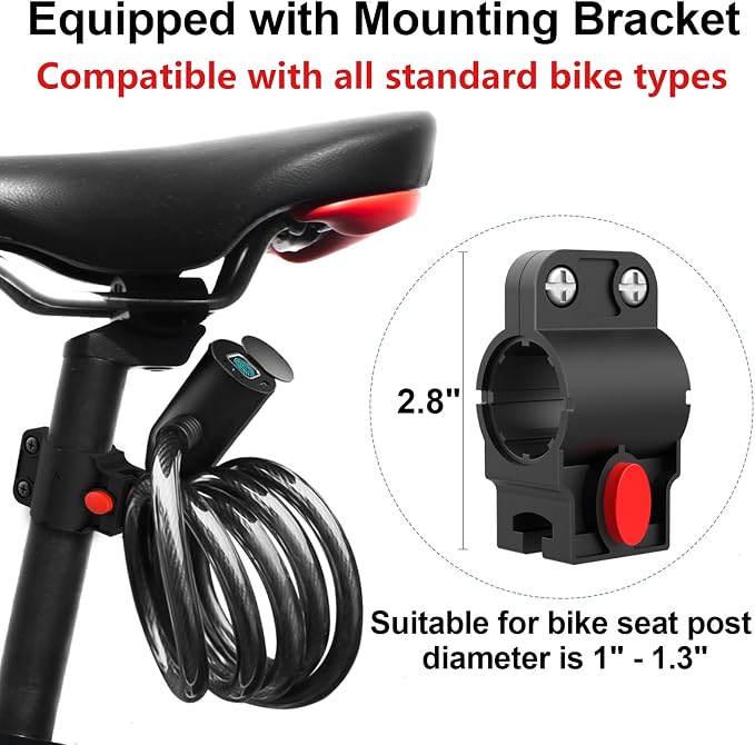 Anweller Fingerprint Cable Lock, 4.9FT Long Heavy Duty Anti Theft Bike Lock, Weatherproof Keyless Biometric Bluetooth App Smart Lock for Bicycle Scooter Lawnmower Skateboard Snowboard Ski - Dark Blue