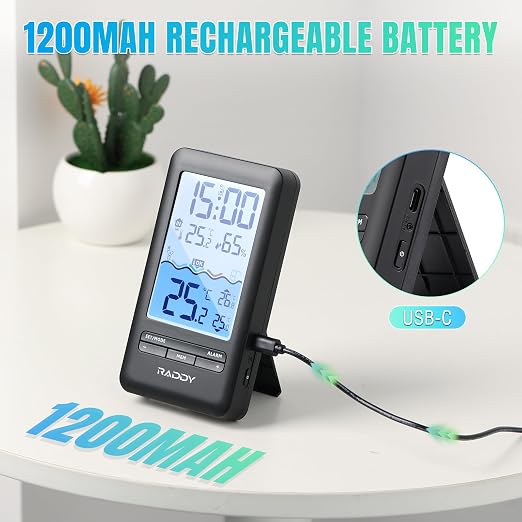 Raddy PT-5 Wi-Fi Pool Thermometer, Wireless Smart Floating Sensor with Indoor Console, APP Remote Monitoring, IPX8 Waterproof, Solar & USB-C Rechargeable, for Hot Tub Spa Swimming Pool Tank Aquarium