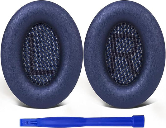 SoloWIT Replacement Earpads Cushions for Bose QuietComfort 35 (QC35) & Quiet Comfort 35 II (QC35 ii) Headphones, Ear Pads with Softer Leather, Noise Isolation Foam, Added Thickness (Midnight Blue)