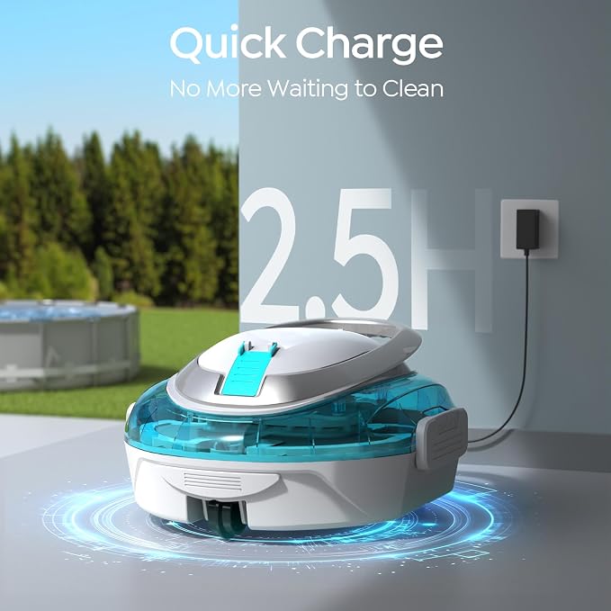 S2 Robotic Pool Cleaner for Above Ground Pools, Efficient Coverage for Small to Medium Pools, Dual-Layer Filtration, 90-Min Cleaning Support, Self-Parking, Easy Maintenance (Sky Blue)
