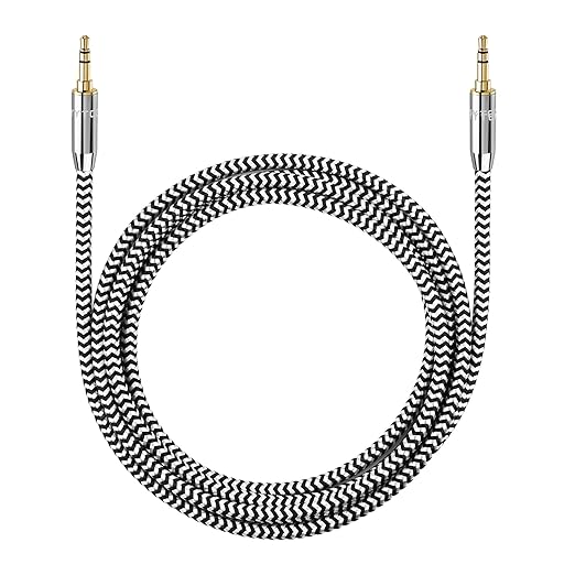 Audiophile 3.5mm Aux Cable (3.28ft/1m) - 4N Oxygen-Free Copper, Gold-Plated & Braided Design for Hi-Fi Sound - Universal TRS Aux Cord for Car/Home/Headphones