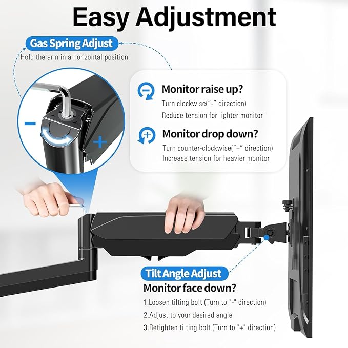MOUNTUP Dual Monitor and Laptop Mount, Adjustable Monitor Stand for 2 Max 27" Computer Screens, Laptop Tray Fits 10-17inch Notebook, Holds 4.4-17.6lbs Per Arm, 3-in-1 Adjustable Monitor Desk Mount