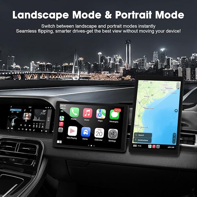 8'' Wireless Carplay Screen for Car, Portable Apple Car Play & Android Auto Car Stereo HD Touchscreen, Vertical/Horizontal Mode, Magnetic Mount, 5.0G WiFi, Voice Control & GPS Navigation