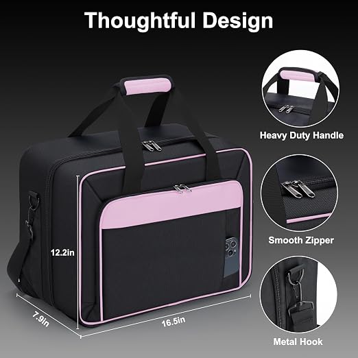 Carrying Case Fit for PS5, Travel Thickened Protective Bag Compatible with Playstation 5 Console, Headset, PS5 Controller, Game Discs, and Gaming Accessories, Pink