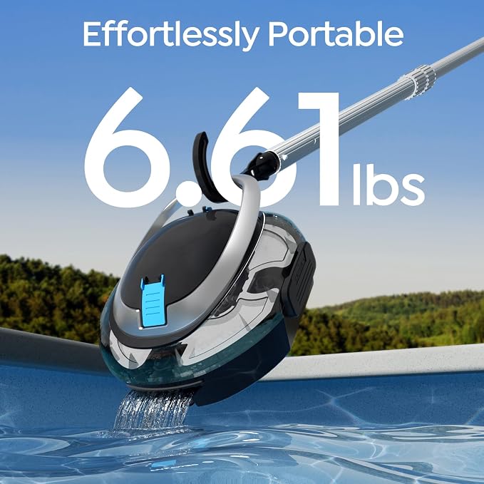 S2 Automatic Pool Vacuum for Above Ground Pools, Cordless Robotic Pool Cleaner with Dual-Motor Cleaning System, 90-Min Runtime, Efficient Debris Pickup and Quick Drain Design (Transparent Black)