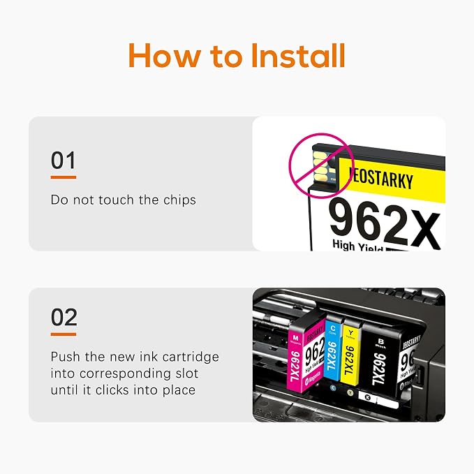 962XL Ink Cartridges Combo Pack Remanufactured for HP 962 Ink Work with *e Series Printers that Activated hp+ Service for HP OfficeJet Pro 9015e 9018e 9010 9025 9020 Series Office Printers (4 Pack)