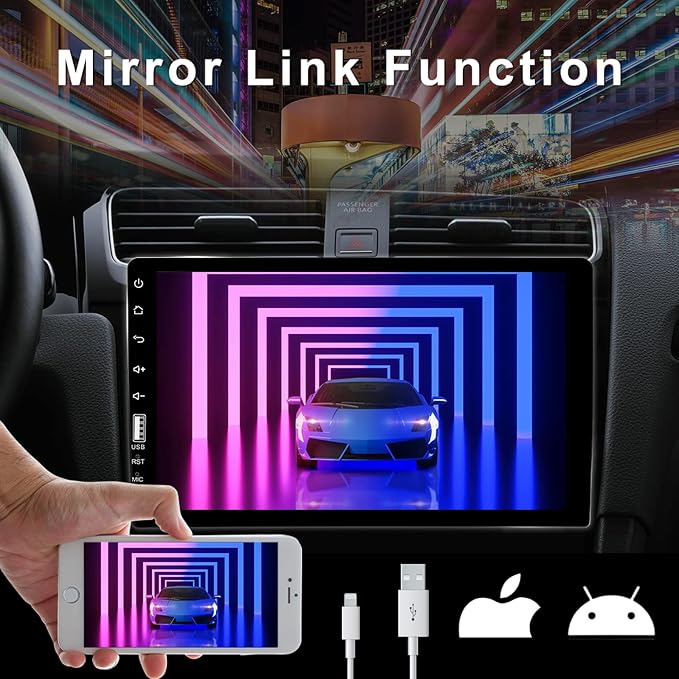 Single Din Car Stereo with Bluetooth 9 Inch HD Touch Screen Car Stereo with Backup Camera + External Microphone + FM MP5 Player Car Audio Receivers Support Mirror Link SWC USB EQ Car Radio