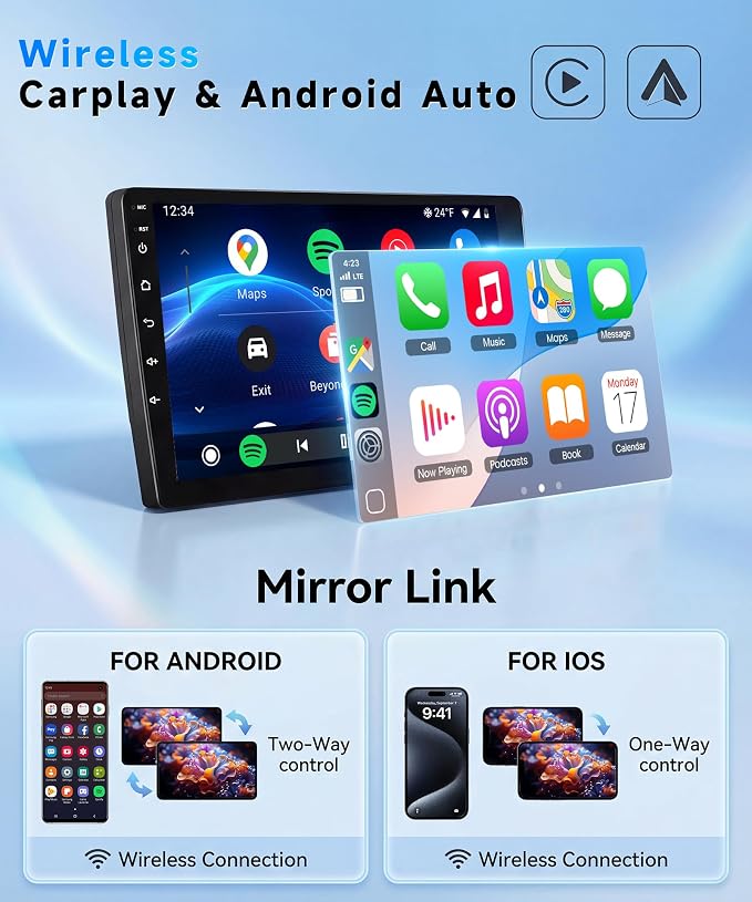 8-Core 4G+64G Car Stereo for Honda Civic 2001-2005, 9-Inch 1280P QLED Touchscreen Car Radio with 5G WiFi Wireless Carplay Android Auto DSP Bluetooth5.1 GPS Navi SWC Backup Camera