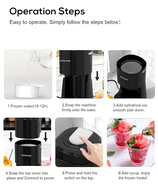 Shaved Ice Machine for Home, Electric Ice Shaver Machine with 2 Ice Cups, Ice Shaving Machine,Snow Cone Machine, Ice Crusher Snowcone Maker for Kids Birthday Party, House Warming Gifts (Black)