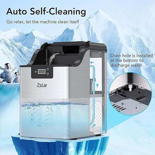 44 Lbs/24 Hours Portable Countertop Ice Maker, Fast Ice Production in 15 Minutes, Chewable Pellet Ice with Ice Scoop, 3.3 Lb. Ice Basket Capacity with 2.8 Liter Water Tank for Home Bar Party