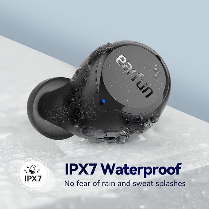 EarFun Free 2S Wireless Earbuds, [Upgraded Version] Bluetooth Earbuds with Deep Bass, 4 Mics for Clear Call, Customizable EQ App, IPX7 Waterproof in-Ear Headphones, 30H Playtime, Wireless Charging