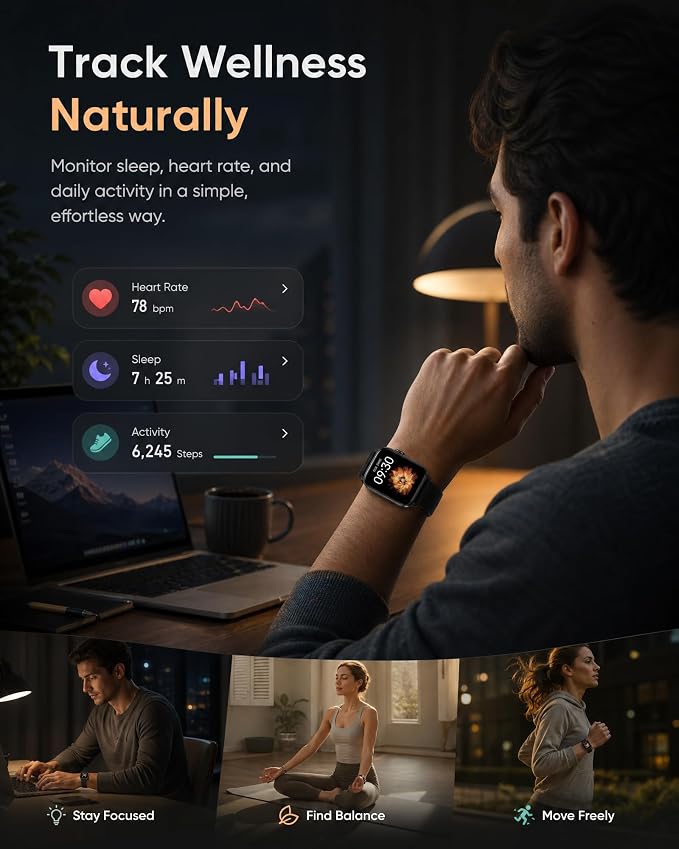 Smart Watch for Men Women, 1.85" HD Touch Screen Smartwatch with Bluetooth Answer/Make Calls, Fitness Tracker Compatible with iPhone Samsung Android iOS Black