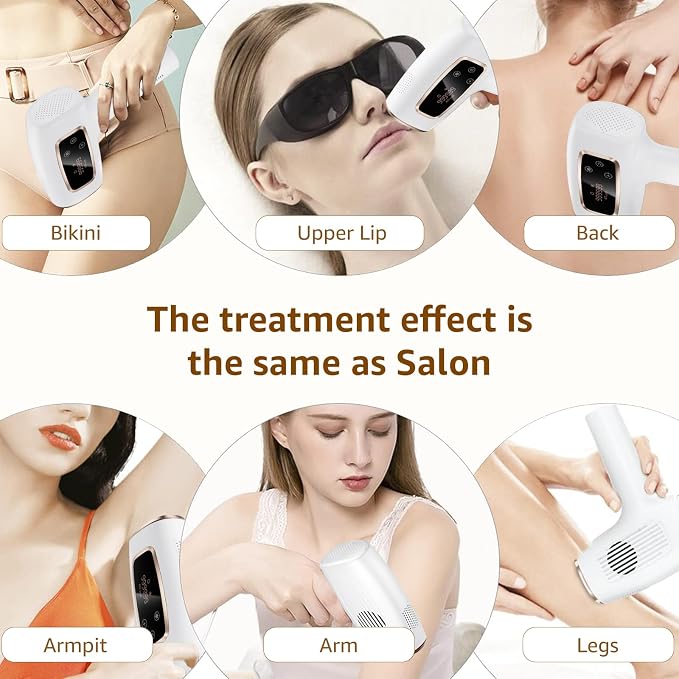 Ipl Laser Hair Removal ，Hair Removal Device with Painless Care Function for Women ，IPL Hair Remover for Facial Armpits Legs Arms Bikini Line (Purple) (White)