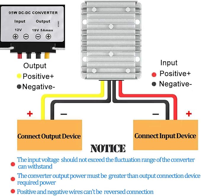 SUPERNIGHT DC 12V Step Up to 19V 5A 95W Boost Converter Waterproof Voltage Regulator for Golf Cart Club Car LED Strip Light