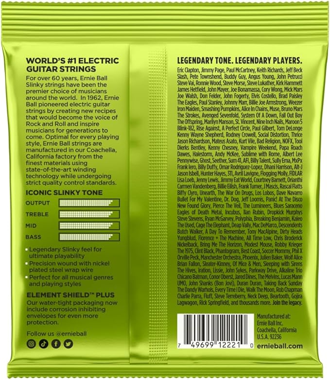 Ernie Ball Regular Slinky Nickel Wound Electric Guitar Strings, 10-46 Gauge (P02221)
