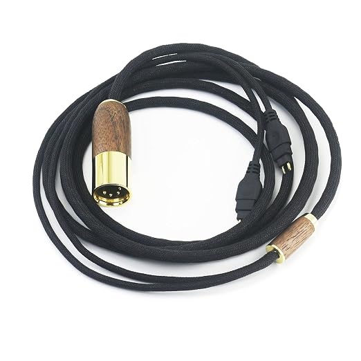 NewFantasia 6.6ft 4-pin XLR Balanced cable Replacement Audio Upgrade Cable Compatible with Sennheiser HD650 HD58X HD600 HD580 HD660S, HD6XX Headphone 6N OCC Copper Silver Plated cord Walnut Wood Shell