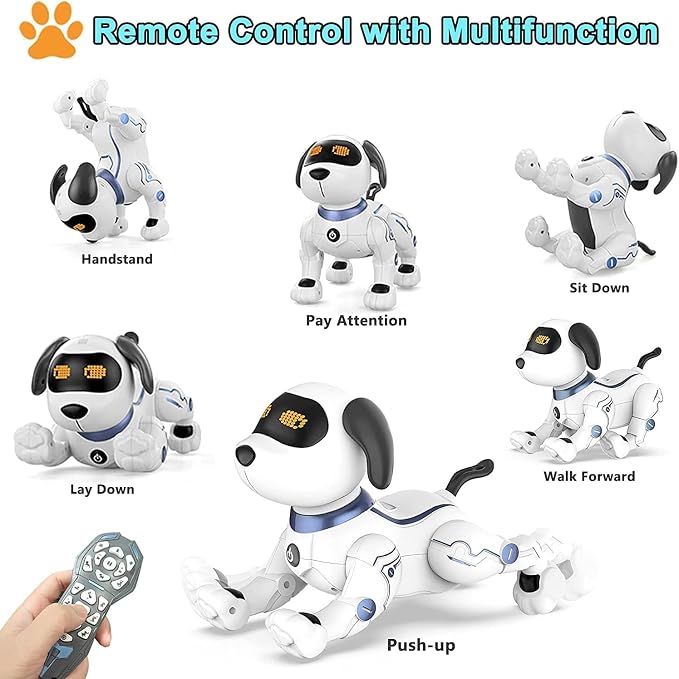 okk Robot Dog for Kids, Remote Control Programmable Robot Toy Dog, Smart Dancing Walking Puppy, Interactive Voice Control Toys, Electronic Pets Gift for Boys Girls