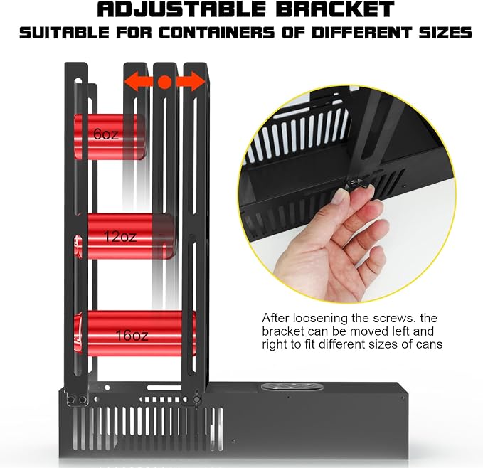 SIXRARI Electric Can Crusher for Recycling, Heavy Duty Metal Can Smasher with Automatic Eject, One-Click Operation, Holds 8 Cans at a Time, Fits 6/12/16oz Aluminum Cans/Plastic Soda Bottles (Black)