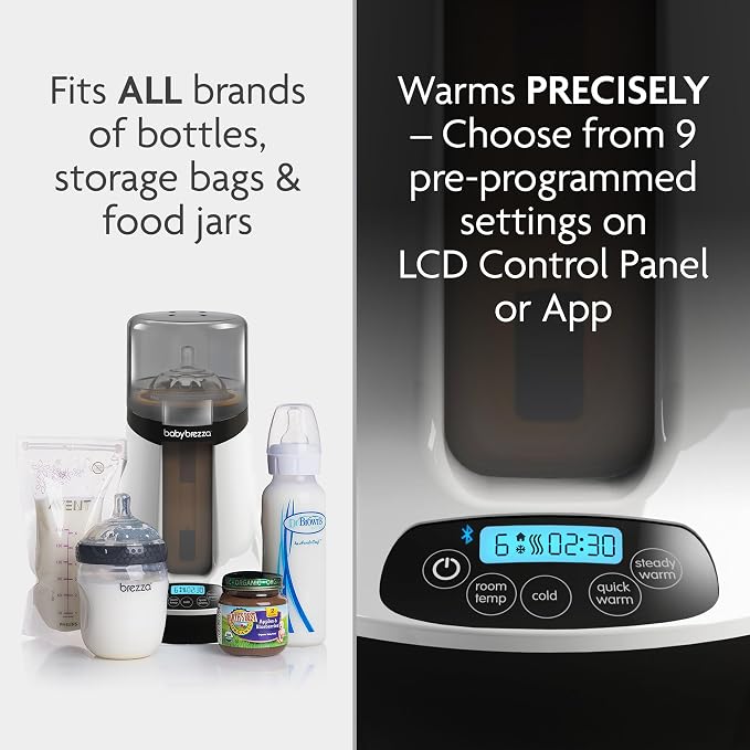 Baby Brezza Smart Bottle Warmer - Breastmilk Warmer/Defroster, Bluetooth Control (Pack of 2)