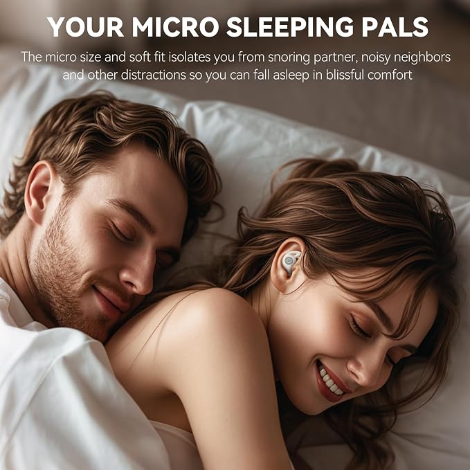 Sleepals micro Sleep Earbuds for Side Sleepers | Sleep Headphones with Soft and Snug Fit | Moderate Noise Reduction (not ANC) | Small and Light, 4H Single Play, 28H with Charging Case (Off-white)