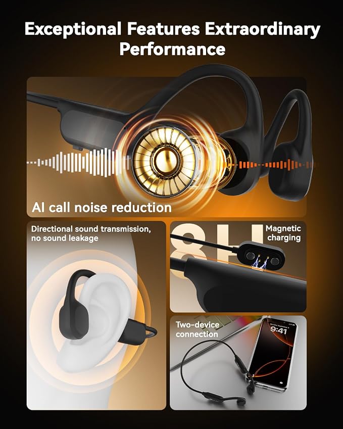 ANSTEN Swimming Headphones Bluetooth 6.0 Bone Conduction Headphones, IPX8 Waterproof Earbuds with MP3 Mode 8GB Memory Open Ear Earphones, Underwater Headphones for Swimming Running Surfing Cycling