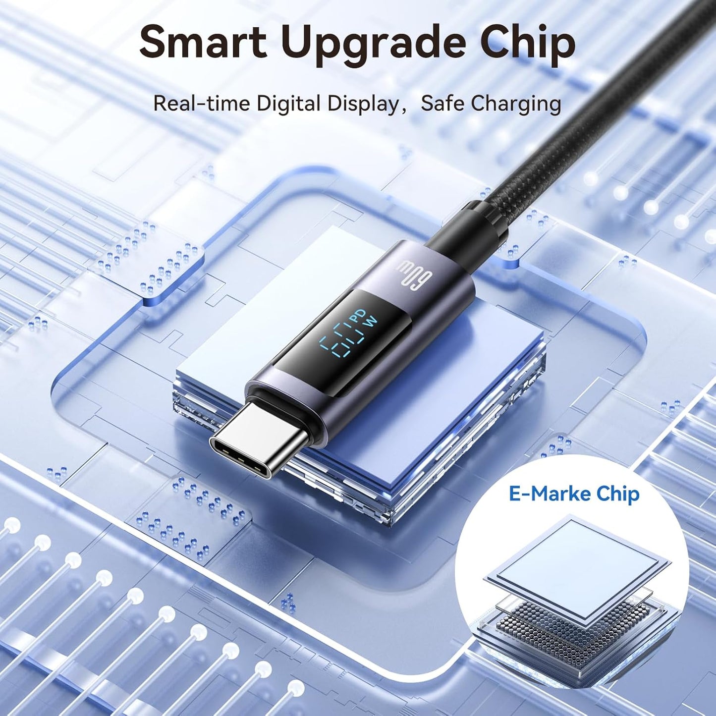 Multi Charger Cord 6 in 1 USB Cable Fast Charging Cable - PD 60w USB c Multi Fast Charging Cable with Led Display - 6 ft USB C/A to Type C/Phone/Micro Charger Cable Com patible with Phone/Laptops