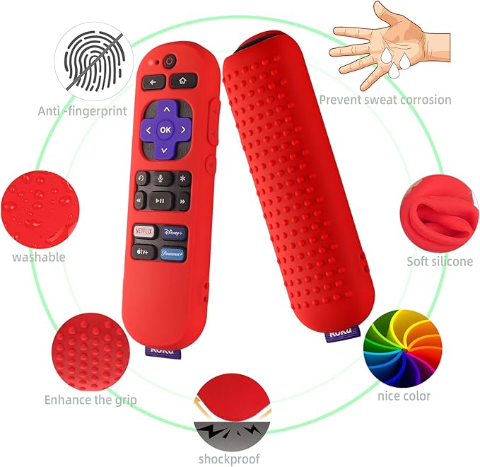 Silicone Case for Roku Express 4K+ Voice Remote RCA1R, Roku Voice Remote Cover RC-GZ1 Roku Streaming Stick 4K Silicone Sleeve with Lanyard(Mint)
