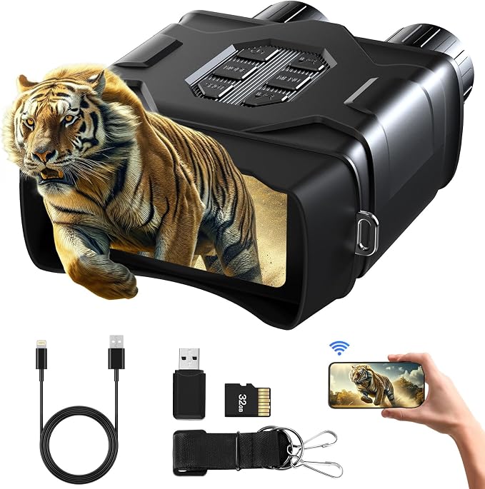 GTHUNDER Night Vision Goggles Binoculars with Remote Monitor on App | Crystal Clear 4K UHD Video & 52MP Full Color Photos on 4" HD Screen |10X Zoom Ideal for Camping Hunting & Wildlife Observation