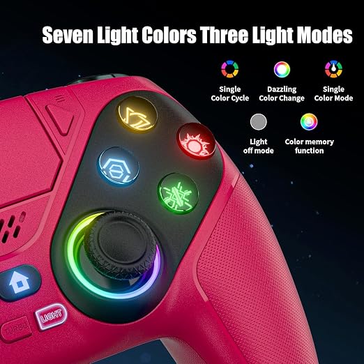 Nonbliep LED for PS5 Controller, for PS5 Slim/Pro/PC, Wireless Controller with 9 Colors RGB Light/Dual Vibration/Turbo/3.5mm Audio Jack/Speaker/Programmable for Playstation 5 Controller