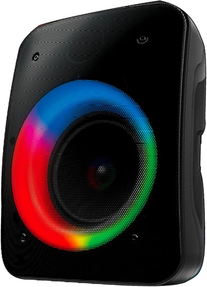 Coby Wireless Bluetooth Speaker, Portable Speaker with 11 LED Light Modes, Built-in Mic Input, and FM Radio for Outdoor Use, Rechargeable Battery, Micro USB, AUX Port, and TF Card Slot, 7-Hour Play