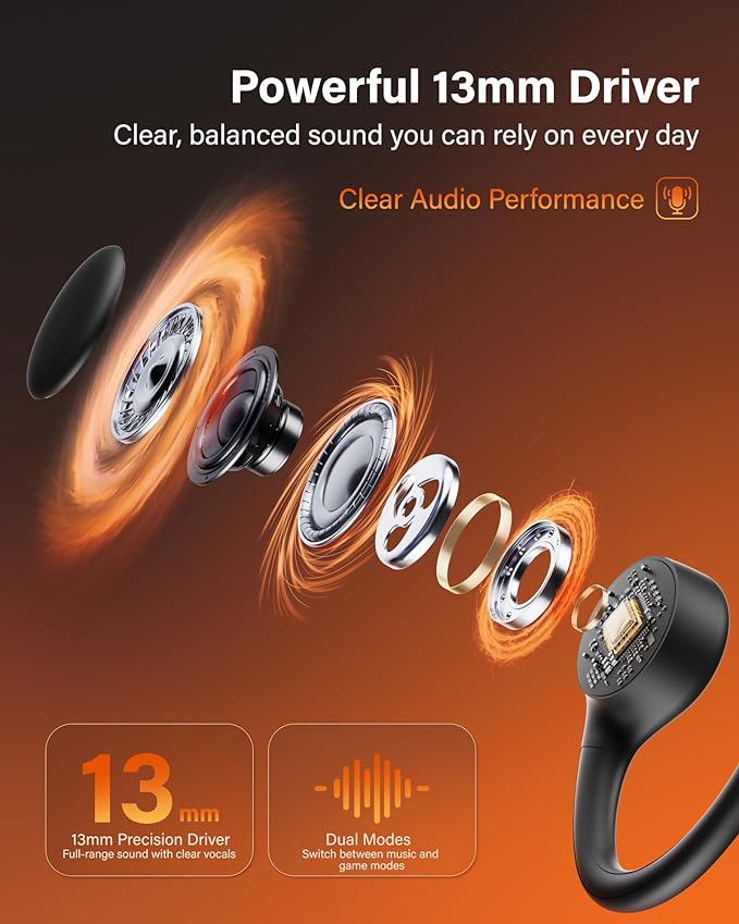 New Bone Conduction Headphones Bluetooth 6.0 Open Ear Headphones with Mic, Balanced Audio, Reduced Sound Leakage, IP54 Waterproof Secure Fit, Wireless Sports Headphones for Running, Workout & Cycling