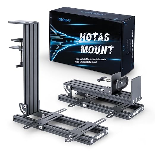 Reashy Hotas Mount, Joystick Mount, Aluminum Flight Stick Desk Mount for Logitech X56, X52, X52 Pro, Thrustmaster T.1600M, TCA, T.Flight Hotas One, 4, X, Airbus, VKB Gladiator Nxt