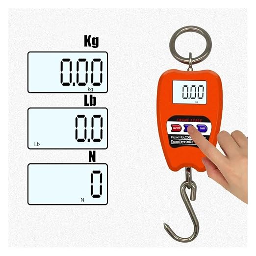 Luggage Scale, 200kg Digital Hanging Scale Crane Scale Industrial Heavy Duty Hanging Hook Scales Stainless Steel for Kitchen Weighing Tools(Black)