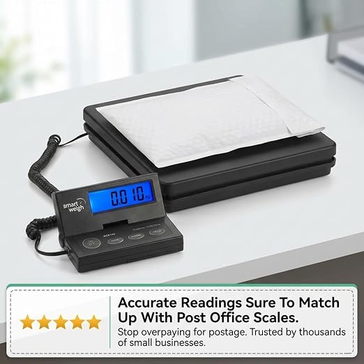 Smart Weigh Digital Postal Shipping Scale, 110lb/50kg to 0.1oz/2g Precision, Hold Function, Separate Wall-Mount Screen, AC Adapter & Batteries Included