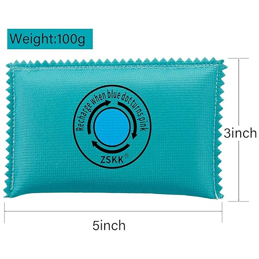 100g Rechargeable Desiccant Pack of 5,Silica Gel Desiccant Packets,Moisture Absorbers for Storage Bins, Suitcase,Gun Safe, 3D Filaments, Electronics,Desiccant Dehumidifier for Closets,Cars