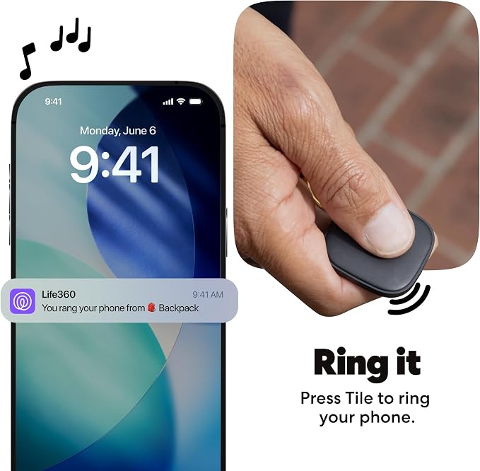 Tile by Life360 Mate Bluetooth Tracker, Keys Finder and Item Locator for Keys, Bags and More. Phone Finder. Both iOS and Android Compatible. 1-Pack (Black)