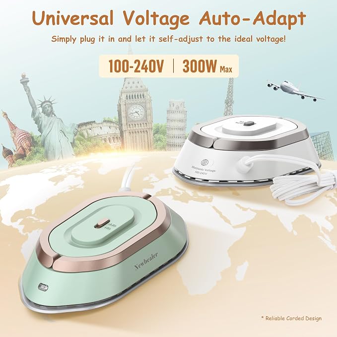Newbealer Travel Iron bundle with Affordable Steamer for Clothes, Dry Iron and Powerful Steamer, Portable for Travel and Home Use