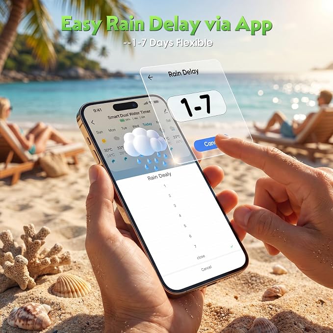 WiFi Sprinkler Timer 2 Zone, Smart Water Timer for Garden with App Remote Control for Travel, Brass Inlet Smart Irrigation System for Outdoor Hose, Patios, Lawns, Flower Bed & Yard Care